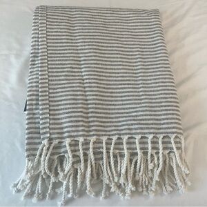 TOMMY Hilfiger Striped Fringe Throw Blanket 45x50